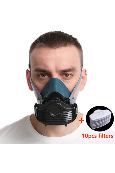 Choice3 Half mask 10 filters Silicone Dustproof Half Mask Respirator With Gog...