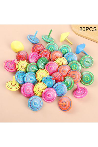 Choice 20pcs 10-30Pcs Colorful Wooden Gyro Mini Spinning Toys Kids Birthday Party Favors Gift for Guests Pi