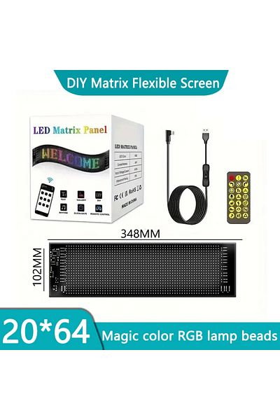 Choice 20x64 LED Programmable Flexible USB LED Sign Matrix Pixel Panel Scrolling Advertising Text Animation