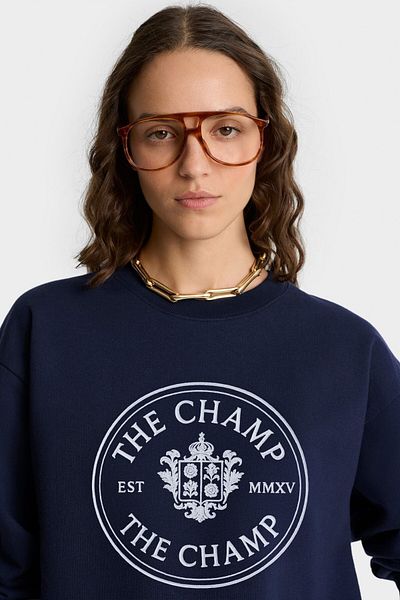 The Champ Clothing Hanorac unisex bleumarin – The Champ Crest, Crew Neck, Modern College și City Style