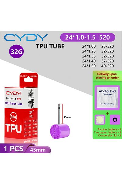 Choice Presta Valve 45mm 520 24x1.0-1.5 1PC 32G CYDY Bike TPU Inner Tube Camera 24” 520 24x1.0 1.25 1.35 1.