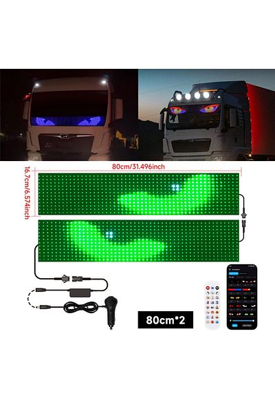 Choice Dual 80cm APP Control Truck Devil Eye LED Matrix Pixel Panel Graffiti Scrolling Text Soft Foldable L