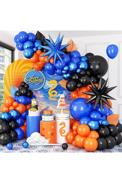 Choice As picture Black Orange Blue 111Pcs Black Orange Blue Balloon Garland Arch Kit,with Star Foil Balloo