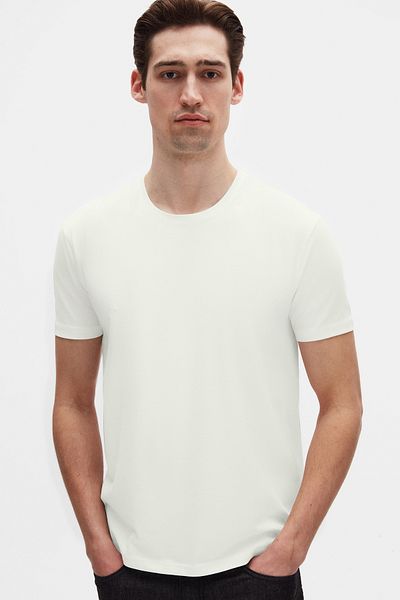 Twn Tricou cu imprimeu în relief ecru slim fit