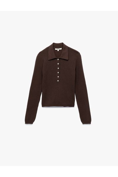 Koton Half Button Long Sleeve Polo Neck Sweater