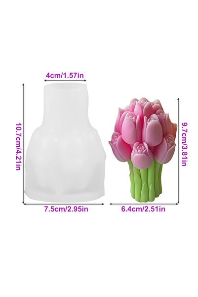 Choice Tulip mold 3D Tulip Bouquet Candle Silicone Mold Soap Resinous Molds D...