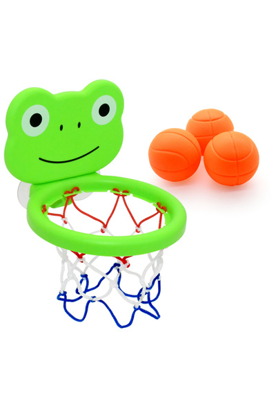 Choice مجموعة ألعاب حمام للأطفال على شكل حيوان ضفدع، قطعة واحدة، إطار كرة سلة داخلي، مع 3 كرات بلاستيكية