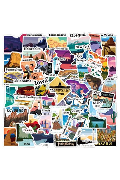 Choice 50Pcs United States Travel City Map Stickers Waterproof Graffiti Decal DIY Diary Laptop Luggage S...