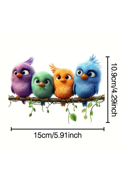 Choice NL-G03 1PC Cute Colorful Bird Glass Window Stickers Waterproof for Wal...