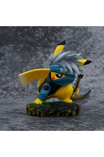 BANDAI Pikachu Cos Kakashi 10cm/3.9in Ainme Pokemon Figure Pikachu Cosplay Kakashi Action Figures Pvc Stat