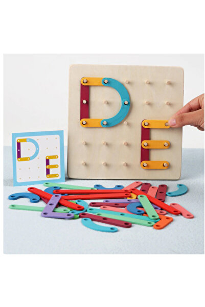 sallma Placa Montessori Geoboard din lemn cu 64 piese