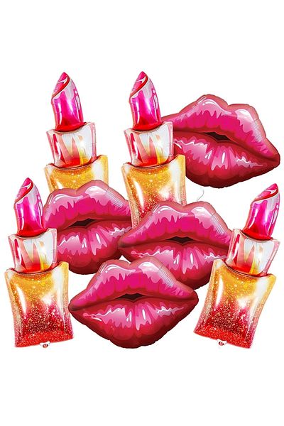 Choice as the picture as the picture 8Pcs Giant Red Lipstick Balloon Set Makeup Balloons for Birthday Party