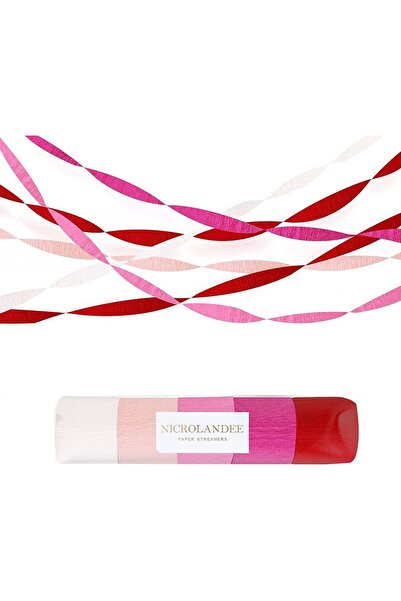 NICROLANDEE Set de 5 role de serpentine decorative, hârtie creponată, roșu/ro...