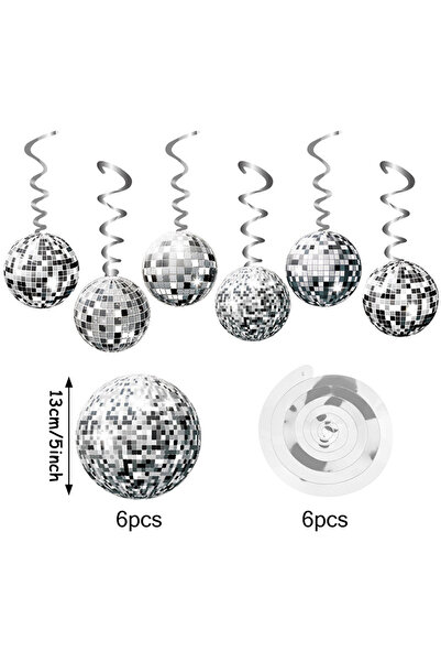Choice silvery 12pcs Colorful Disco Ball Spiral Pendant For 70s And 80s Birth...