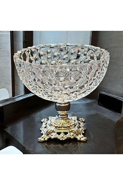 Diamond Porselen Kristal Cam Ayaklı Kase – Gümüş Döküm Ayaklı Lüks Sunumluk