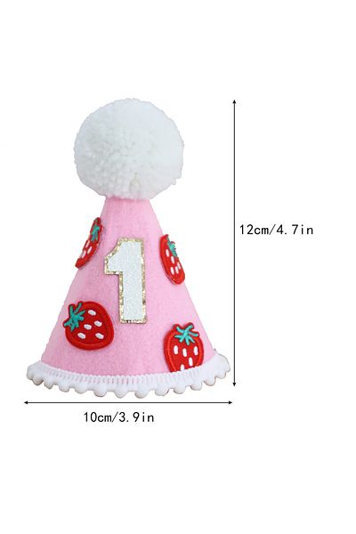 Choice Pink 1pc Strawberry 1st Birthday Hat Handmade Party Decoration Pink Cone Hat First Birthday Photogra
