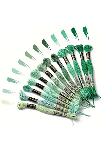 Choice مجموعة خضراء مكونة من 12 قطعة من خيوط التطريز المتقاطعة بطول 8 أمتار، ...