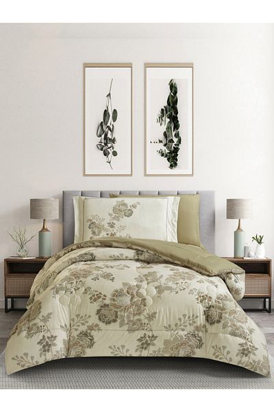 Donetella 4-Piece Digital Print Comforter Set – Twin Size 170x230 cm, Soft Microfiber Bedding Set.