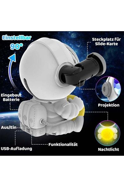 OEM Proiector cer înstelat cu lumină de noapte pentru copii, astronaut, stele, galaxie, M&LD, LED, alb