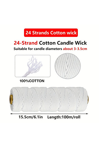 Choice فتيل شمعة قطني مكون من 24 خيطًا، 100 متر/لفة، مجموعة أدوات صنع الشموع،...