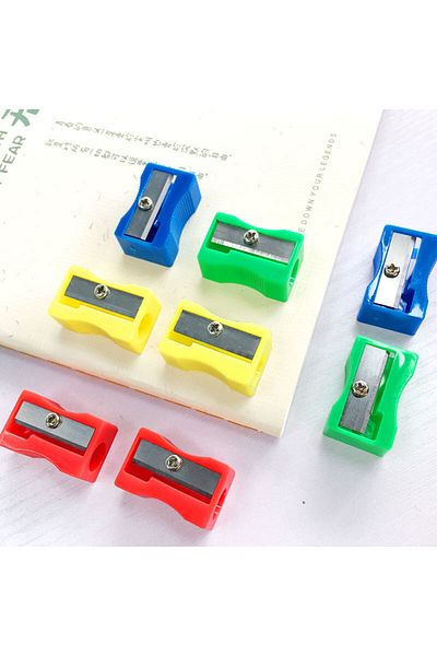 Choice Random 10pcs Mini Pencil Sharpener Plastic Color Single Hole Rectangular Shape Bulk School Supplies