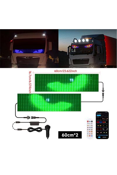 Choice Dual 60cm APP Control Truck Devil Eye LED Matrix Pixel Panel Graffiti Scrolling Text Soft Foldable L