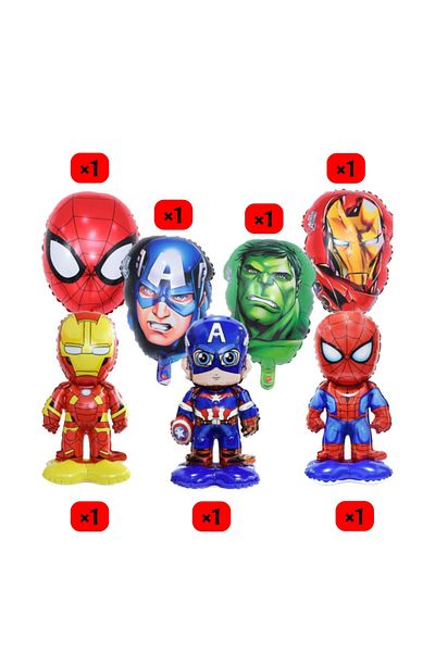 Choice As picture As picture 7PCS 1Set Marvel Avengers Balloons Spiderman Iron Man Hulk Captain America Alu