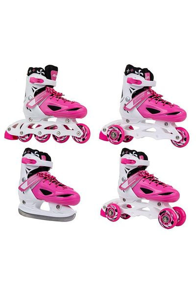 Enero 4in1 adjustable roller skates, size 30-33, velcro fastening, adjustable size, laces, brake, ABEC5