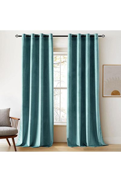 Metropolitan Concept Set of two full blackout velvet curtains, worked on staple rings