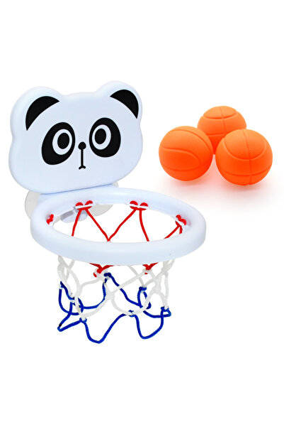Choice مجموعة ألعاب حمام للأطفال على شكل حيوان الباندا مكونة من قطعة واحدة وإطار كرة سلة داخلي مع 3 كرات بلاستيكية