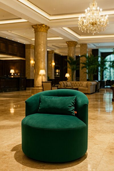 S Home Design Concept Cherry Döner Berjer, Kadife, Yeşil