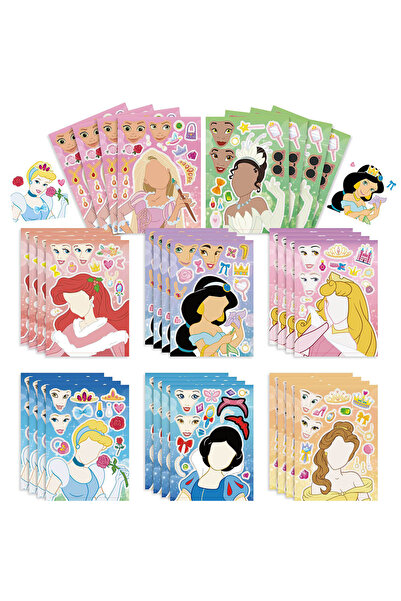 Choice 16 قطعة من ملصقات ألغاز أميرات ديزني للأطفال، 8/16 ورقة، لعبة تركيب ال...