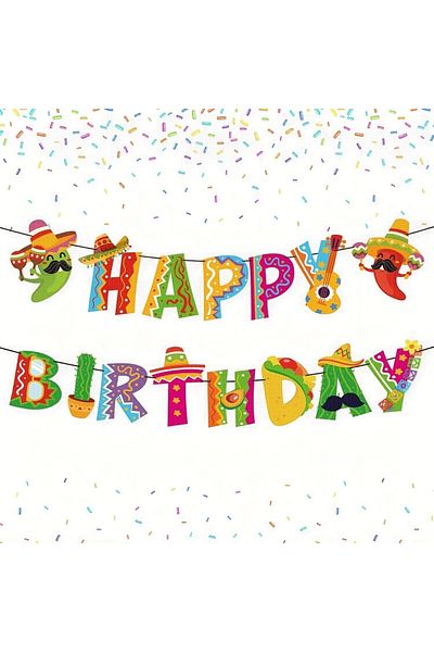 Choice Mexican 2Pcs Mexican Happy Birthday Banner Colorful Mexican Fiesta Birthday Bunting Garland Cinco De