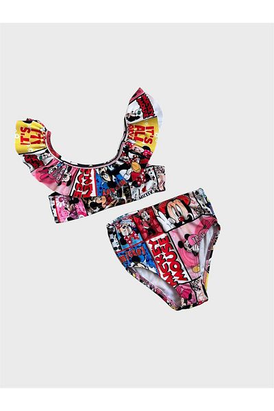 ALİŞ KİDS Girl's Pink Ruffle Quick-Dry Bikini Set