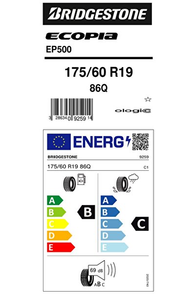 Bridgestone 175/60R19 86Q ECOPIA EP500 * BMWi3 OTO YAZ LASTİĞİ (ÜRETİM YILI:2...