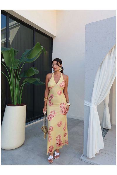 ESRAHELVACI Rochie lungă cu model de flori