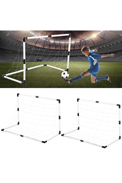 PROCART Set fotbal, 2 porți de fotbal, minge și pompă, 92x61x48 cm, alb-negru