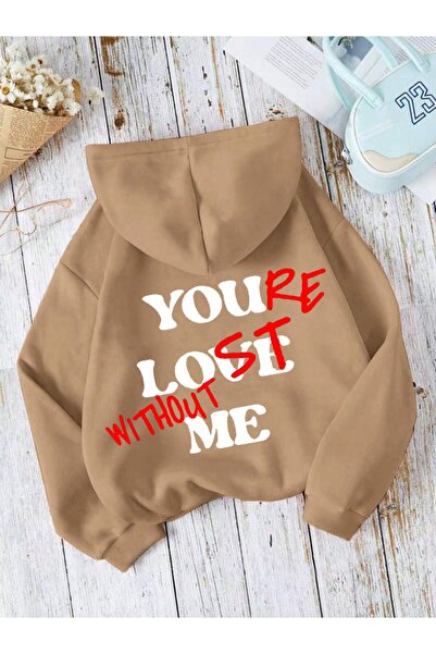 StartMore هودي كبير الحجم من القطن مطبوع حسب الطلب للنساء/الرجال باللون البني...