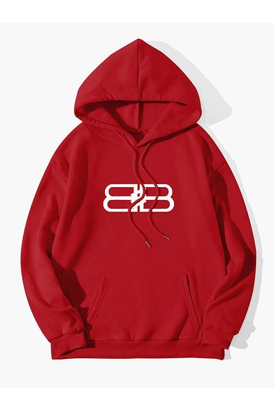 StartMore Red Unisex Men/Women Bb Colorful Custom Printed Oversize Hoodie