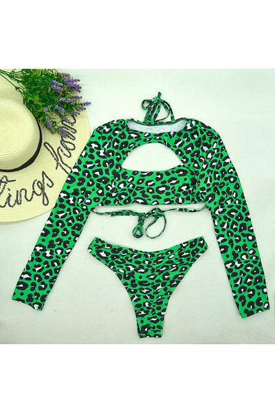 unbranded Costum de baie verde 3 piese