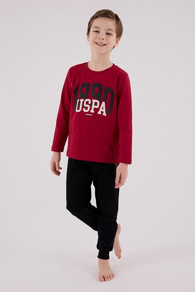 U.S. Polo Assn. Комплект пижама U.S. Polo Assn в бордо цвят за момчета