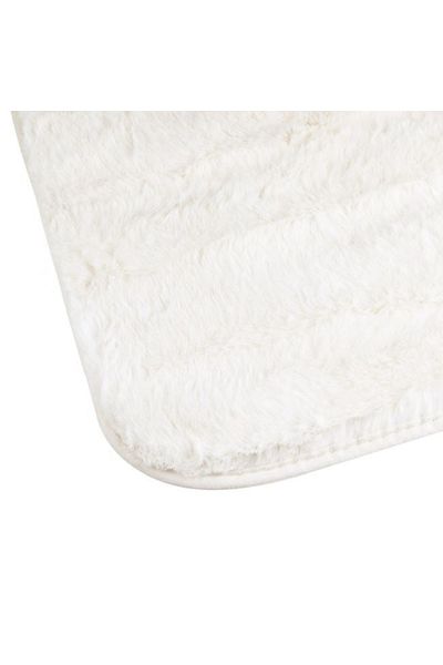 divendi-ro Velvety decorative carpet for the hallway, rabbit fur look, anti-slip surface, 140x60 cm, white