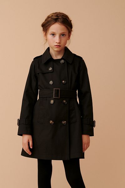 HÇ Hülya Çelik KİDSWEAR 2018 Children's Trench Coat Black