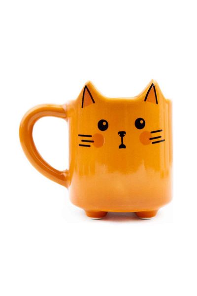 PALTO TASARIM Meow 09 Handmade 3D Brown Shiny Mug - Handmade Ceramic Mug