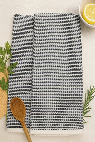 Sera Royal طقم منشفة مطبخ مكون من 2 – 50x70 سم 100% قطن منسوج على شكل وافل