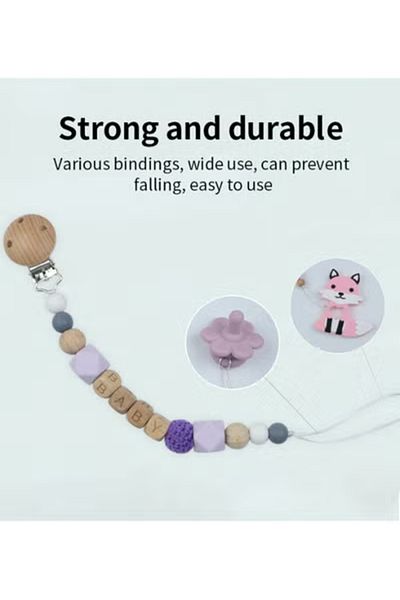 Fun Moment Wooden and Silicone Pacifier Clip