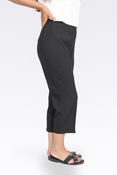 TOLGA SARAÇOĞLU 30281 SİYAH BELİ LASTİKLİ KAPRİ