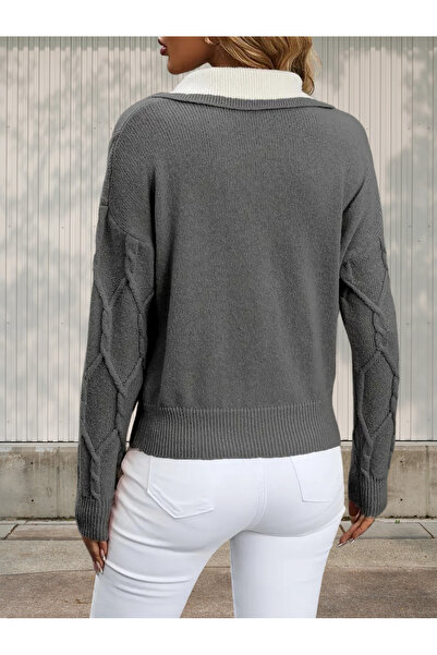 hanope Γυναικείο πλεκτό πουλόβερ με μοτίβο από πόλο γιακά