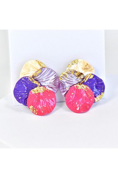 NARRU Handmade earrings, purple, pink, gold, Calisto