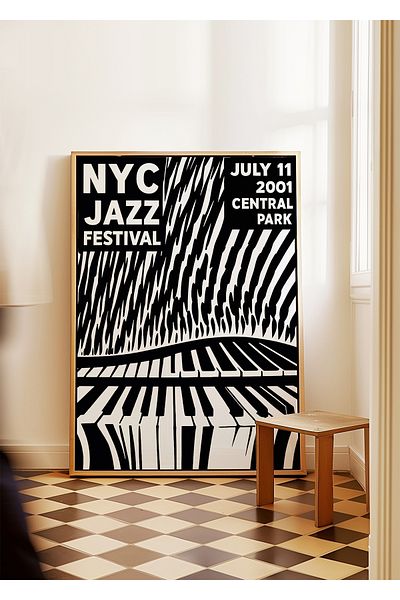 ARTHOUSECOLLECTIVE Плакат с пиано - Джаз фестивал в Ню Йорк, Музикален плакат - Нерамкиран плакат с размер на маса
